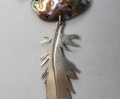 Feather Necklace with Pearls and Paua Shell