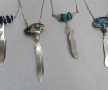 Feather Pendants with Lapis, Turquoise, Pearls, Labradorite and Shell
