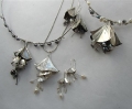 Necklaces and Earrings with Pearls