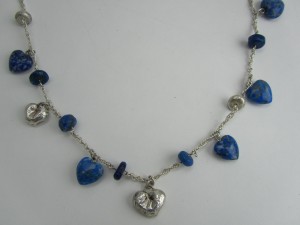 heart necklace - silver and lapis lazuli 015